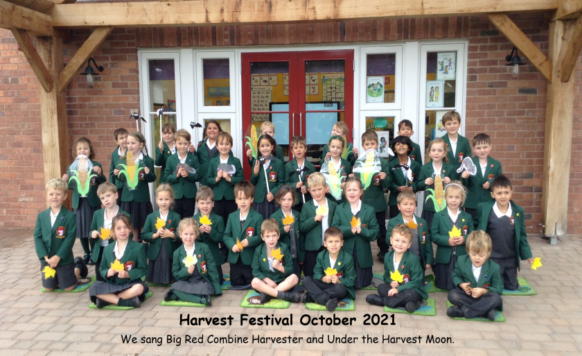 Abbey Gate College Infant Department with their Harvest Festival props