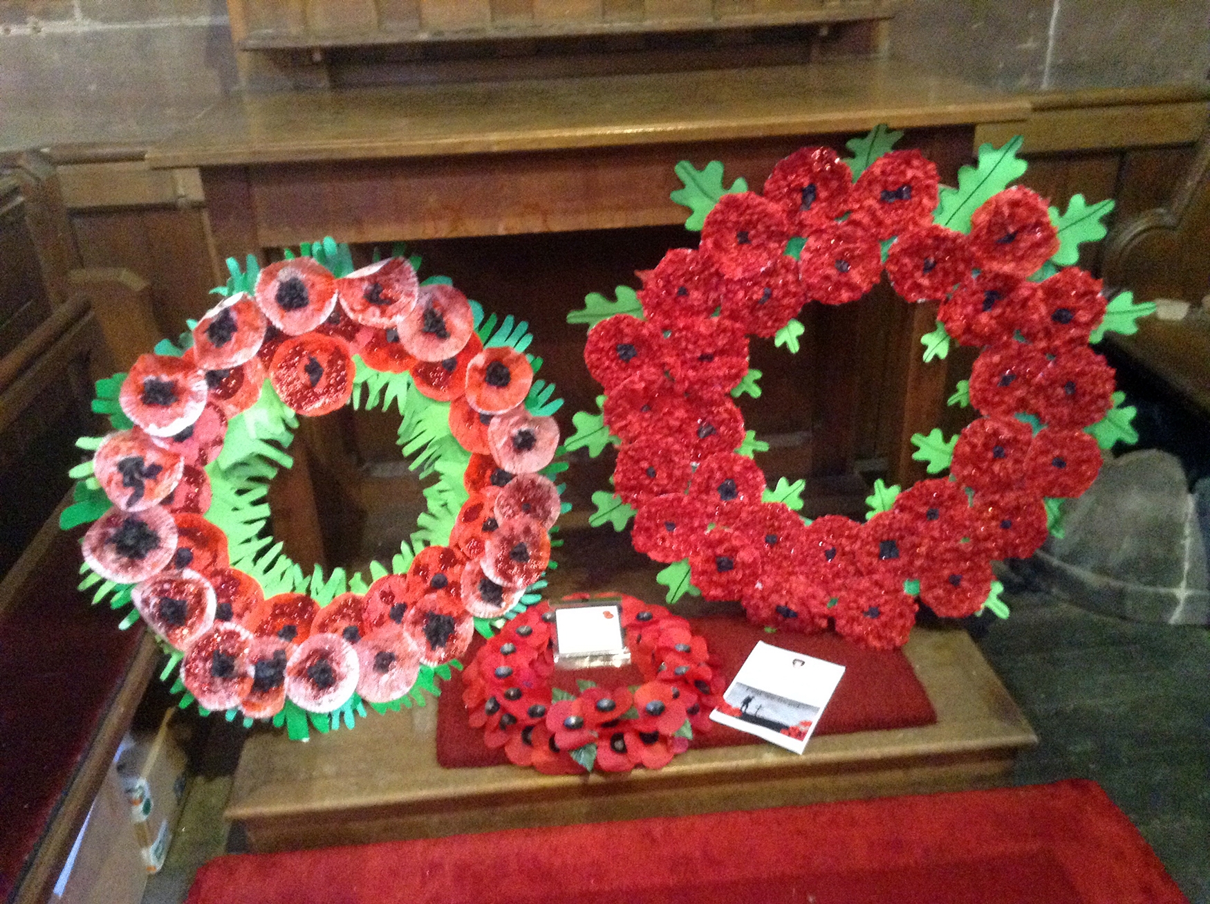 Wreaths of Remembrance made by the pull-ups of AGC Infant and Junior School